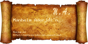 Manheim Adorján névjegykártya